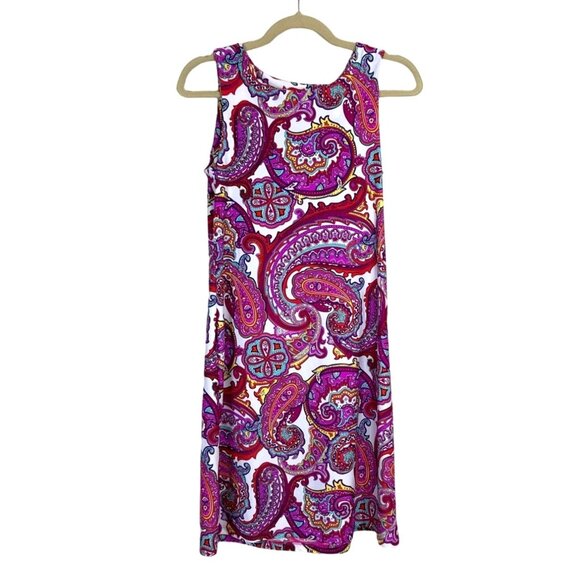 Jude Connally Beth Dress Sleeveless Paisley Jude Cloth Sheath Colorful Size S - Picture 6 of 8
